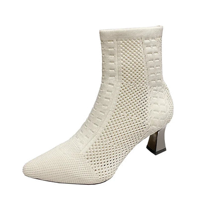 Fashionable Knitted Breathable Casual Versatile Stretch Plus Size Ankle Boot