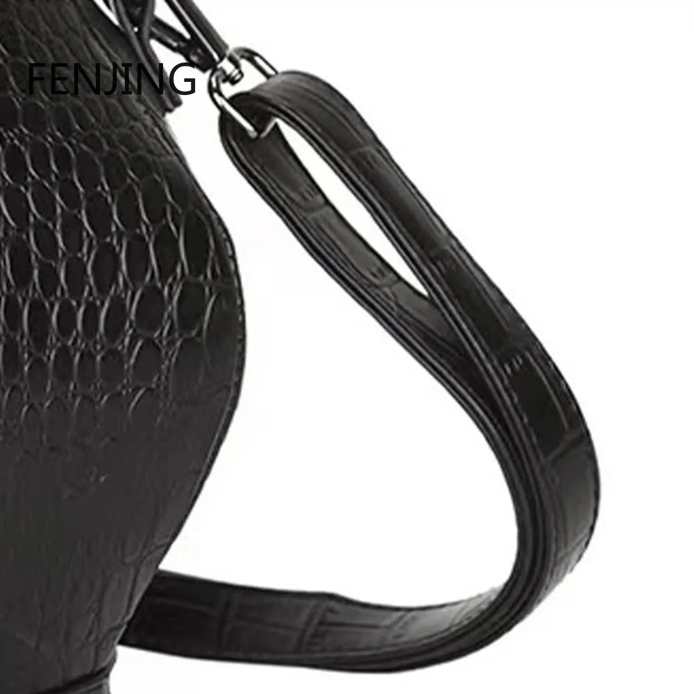 Fashion Funny Teapot Shaped Stone Pattern Leather Gothic Personalized Bag