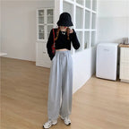 Women's Loose Thin Gray Sporting Sweatpants