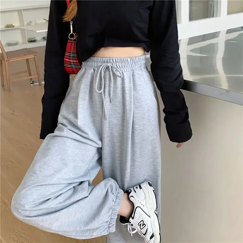 Korean Wide Leg Jogging Fashionable High Waist Gray Sweatpants Main image