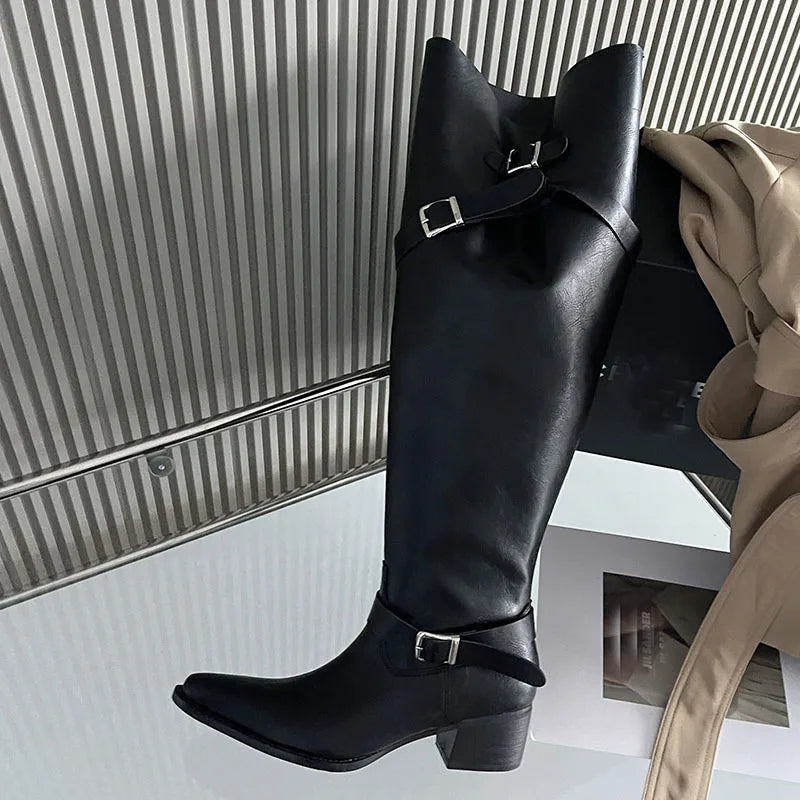 Stylish Elegant Trendy Comfortable Fashionable Chic Pointed Toe Knee High Boots Secondary image