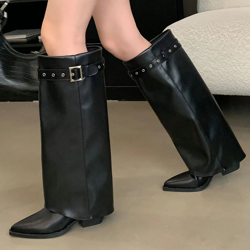 Trendy Stylish  Comfortable Unique Soft Pointed Toe Knee High Boots