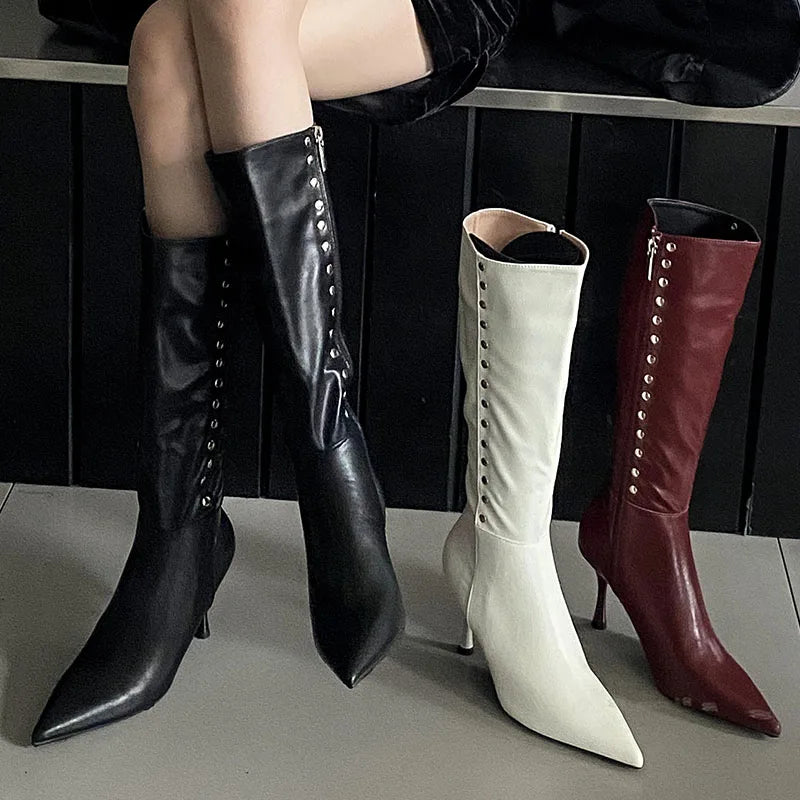 Chic Stylish Trendy Elegant Comfortable Fashionable Pointed Toe Knee High Boots Main image