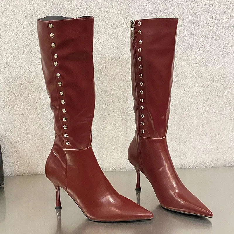 Chic Stylish Trendy Elegant Comfortable Fashionable Pointed Toe Knee High Boots Secondary image