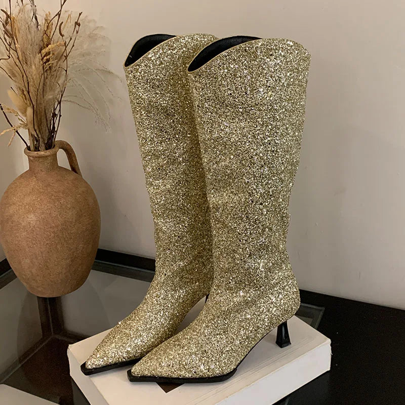 Elegant Fashionable Chic Stylish Trendy Comfortable Pointed Toe Knee High Boots Secondary image