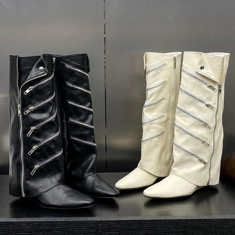 Elegant Trendy Stylish Comfortable Ankle Zipper Knee High Boots Main image