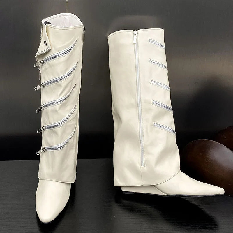 Elegant Trendy Stylish Comfortable Ankle Zipper Knee High Boots Secondary image