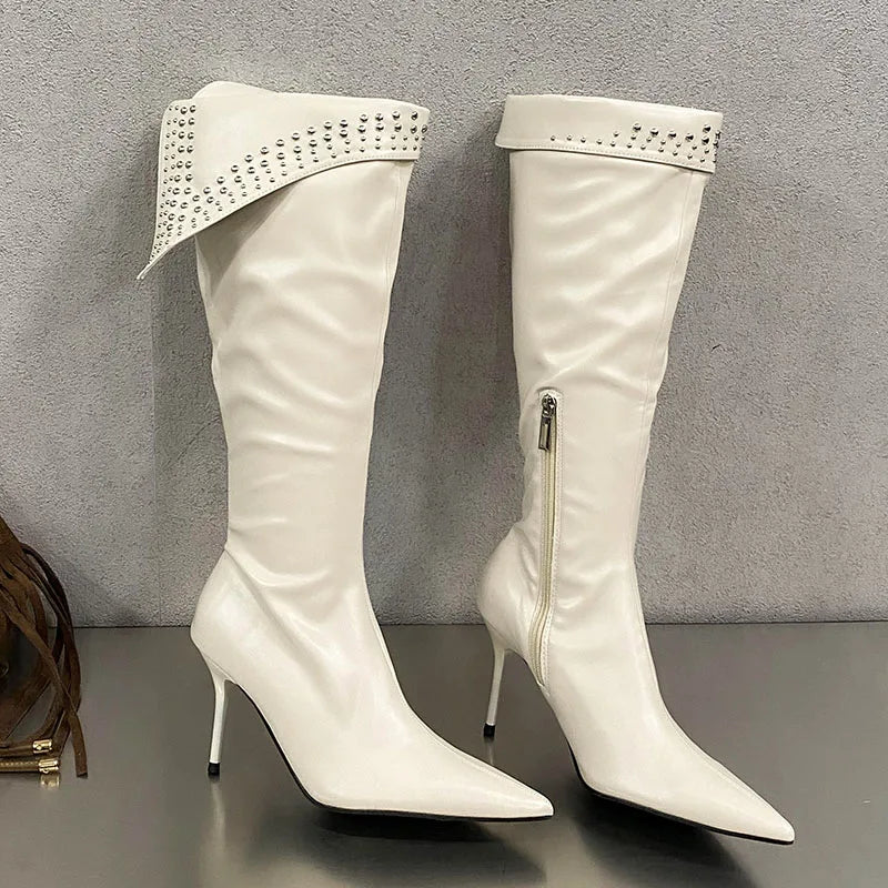 Trendy Stylish Comfortable Elegant Fashionable Chic Pointed Toe Knee High Boots Main image