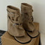 Riveted Square Heel Western Flip Flop Buckled Ankle Boot