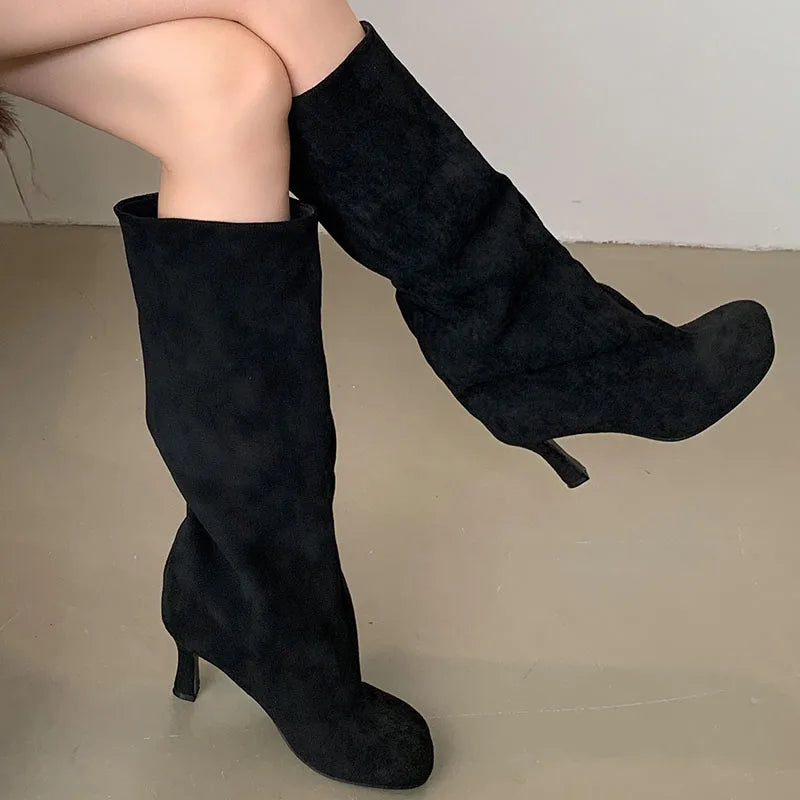 Elegant Stylish Chic Fashionable Modern Comfortable Pointed Toe Knee High Boots Secondary image