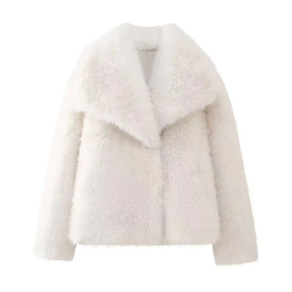 Faux Winter New Thick Warm Lapel Elegant Vintage Fluffy Fashion Coat