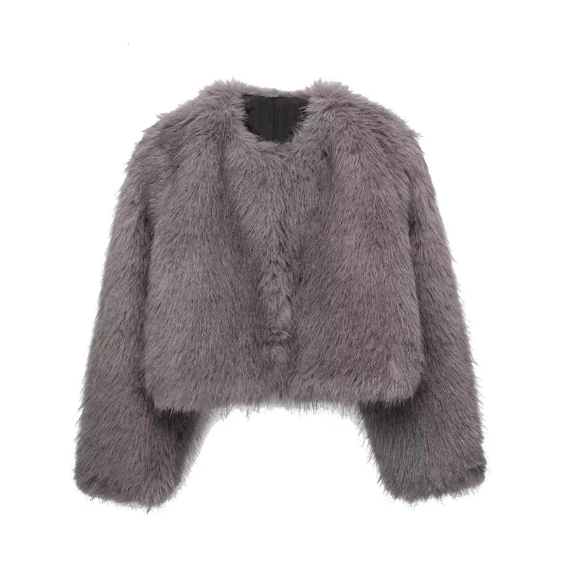 Faux Winter New Thick Warm Lapel Elegant Vintage Fluffy Fashion Coat