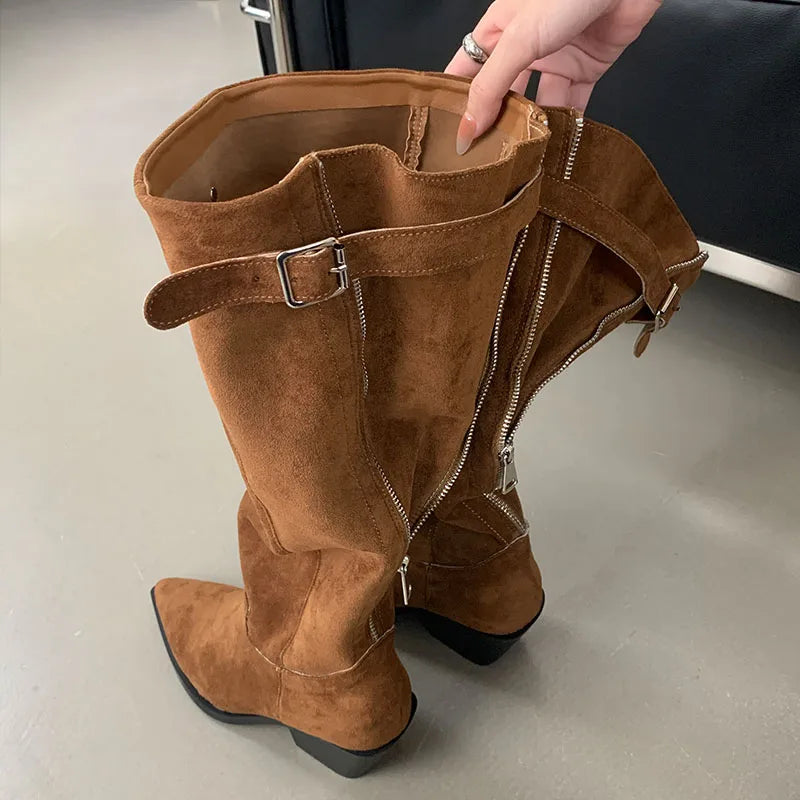 Trendy Fashionable Elegant Stylish Western Pointed Toe Knee High Boots Secondary image