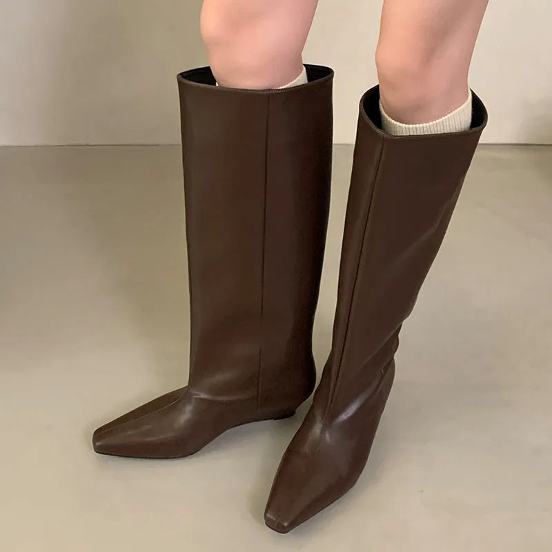 Chic Stylish Comfortable Elegant Trendy Fashion Pointed Toe Knee High Boots Secondary image