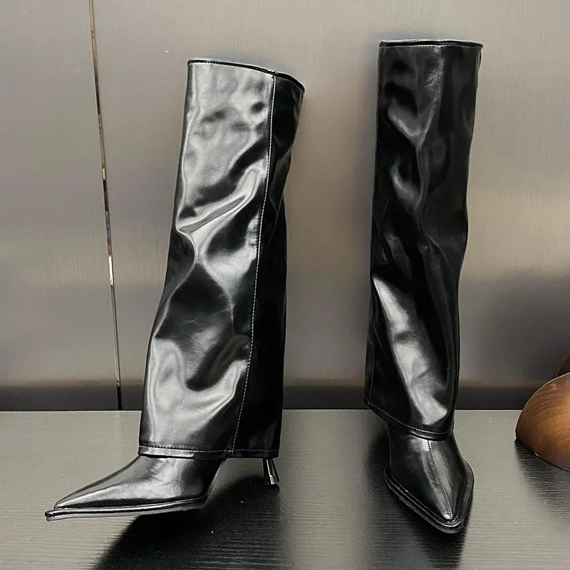 Chic Stylish Elegant Comfortable Fashionable Trendy Pointed Toe Knee High Boots Secondary image