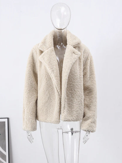 Flannel Winter New Loose Long Thick Warm Plush Elegant All-match Coat