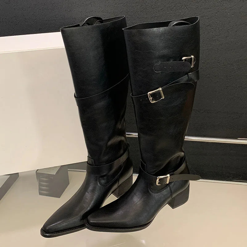 Elegant Fashionable Chic Stylish Trendy Comfortable Pointed Toe Knee High Boots Secondary image