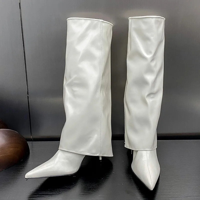 Footwear Thin Heels Pointed Toe Fashion Slip On Modern Knee High Boots