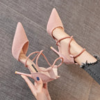 Suede 9cm Pointed Fashion  Black Wedding Bridal High Heel