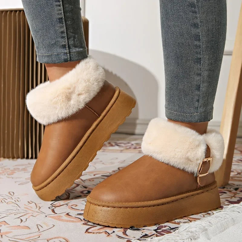 Furry Furry Women Shoes 2024 Newest Design Women's Boots Winter Plush Warm Snow Boots Non-slip Thick Bottom Ladies Cotton Boot Main image