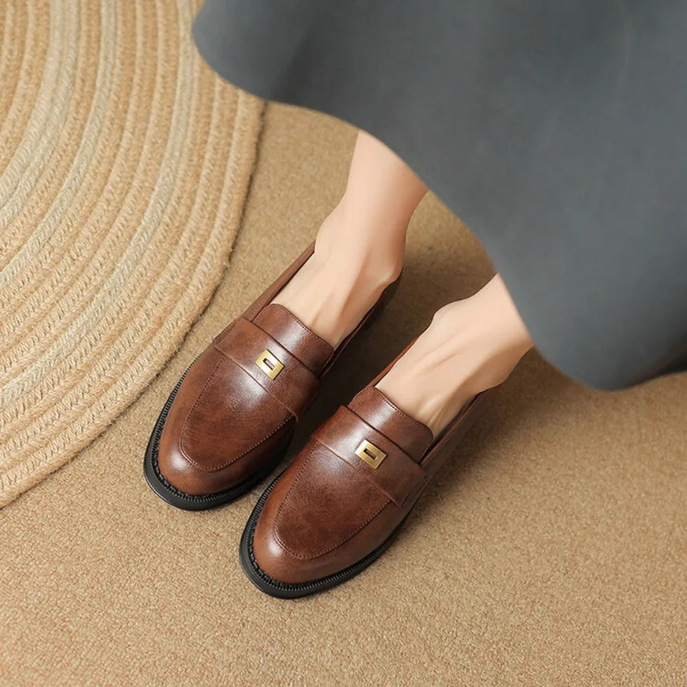 Genuine Leather Designer Comfortable Casual Black Moccasins Women Loafers Secondary image