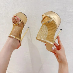 Golden/silver Thin high heel platform breathable  outdoor High Heel