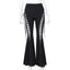 Goth Dark Grunge Streetwear Black Bandage Pants Hollow Flare Pants