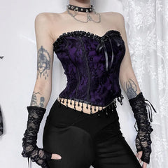 Gothic Spaghetti Strap Corset Punk Grunge  Halloween Clothing Crop Top