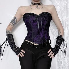 Gothic Spaghetti Strap Corset Punk Grunge  Halloween Clothing Crop Top