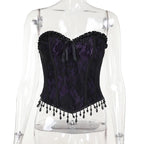Gothic Spaghetti Strap Corset Punk Grunge  Halloween Clothing Crop Top