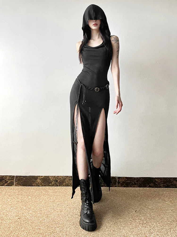 Elegant Gothic  Slash Neck Long Sleeve Off Shoulder Summer French Chic Split Slim Stretch Ruffles Dress Secondary image