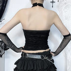 Gothic Halter Cyberpunk Y2K Backless Ring Bodycon Harajuku Basic  Crop Top