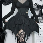 Irregular  Solid Color Drawstring Tie-Up Ruched Ruffles Mini Skirt