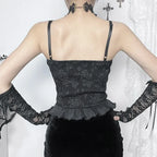 Gothic Retro  Grunge Jacquard Bead Pendant Backless Crop Top