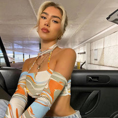 Printed 90s Grunge Kawaii Strapless