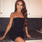 Slim White Black Spaghetti Strap Slip Dress