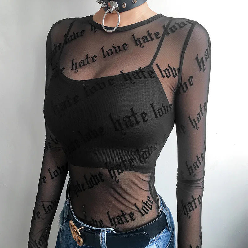 Letter Print Perspective Sheer Top Secondary image
