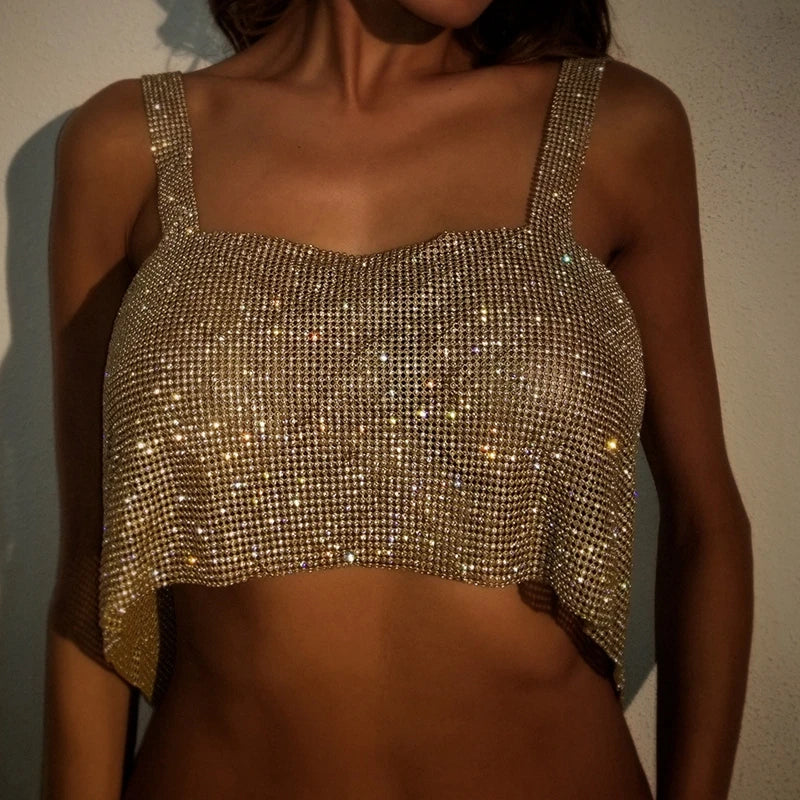Crystal Silver Glitter Shiny Backless Cami Top Secondary image