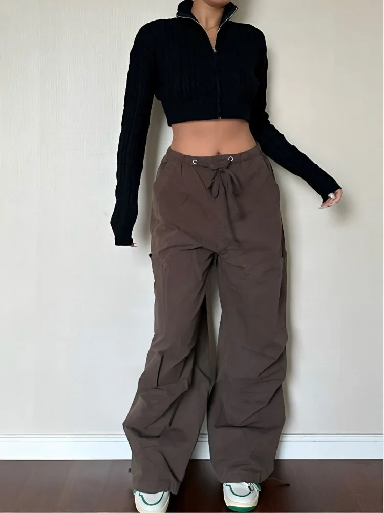 90s Retro Brown Cargo Y2K Vintage Drawstring Harajuku Oversized Sweatpants Pant Main image