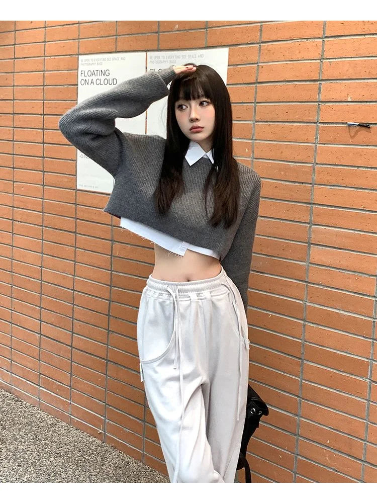 Gray Jogging Sweatpants Women Harajuku Oversize Sports Kpop Pant