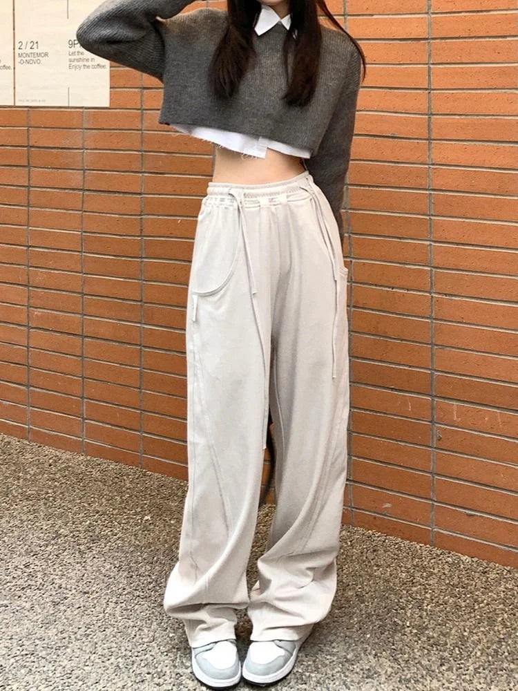 Gray Jogging Sweatpants Women Harajuku Oversize Sports Kpop Pant