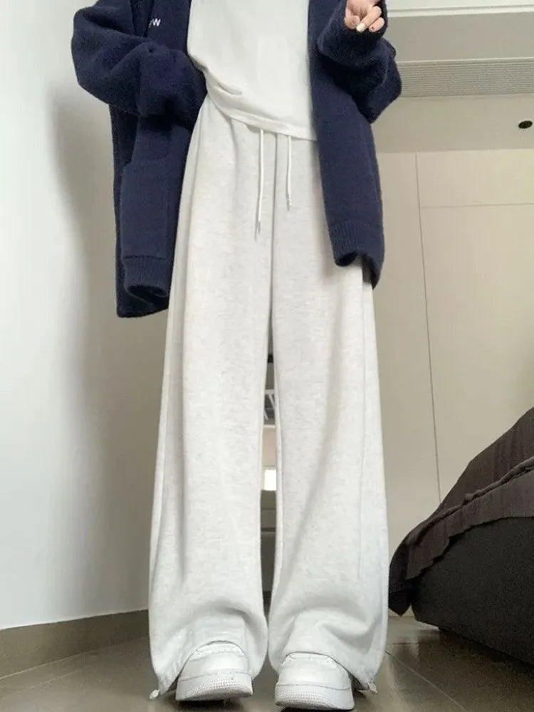 Casual Gray Oversize Y2K Sweatpants Korean Solid Harajuku Streetwear Wide Leg Pant Main image