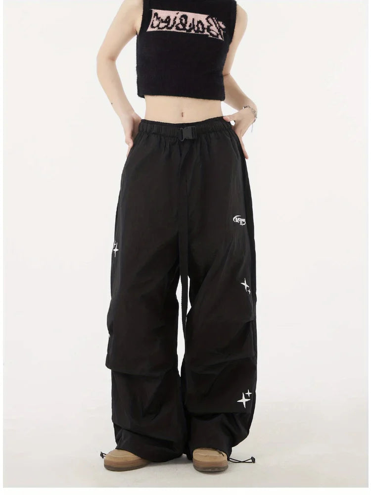 Gothic Hippie Black Cargo Parachute Y2k Cyber Punk Oversize Jogging Pant Main image
