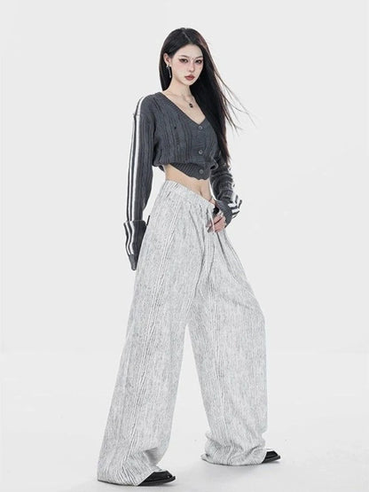 Gray Baggy Y2K Harajuku Oversize Baggy Striped Korean Style Pant