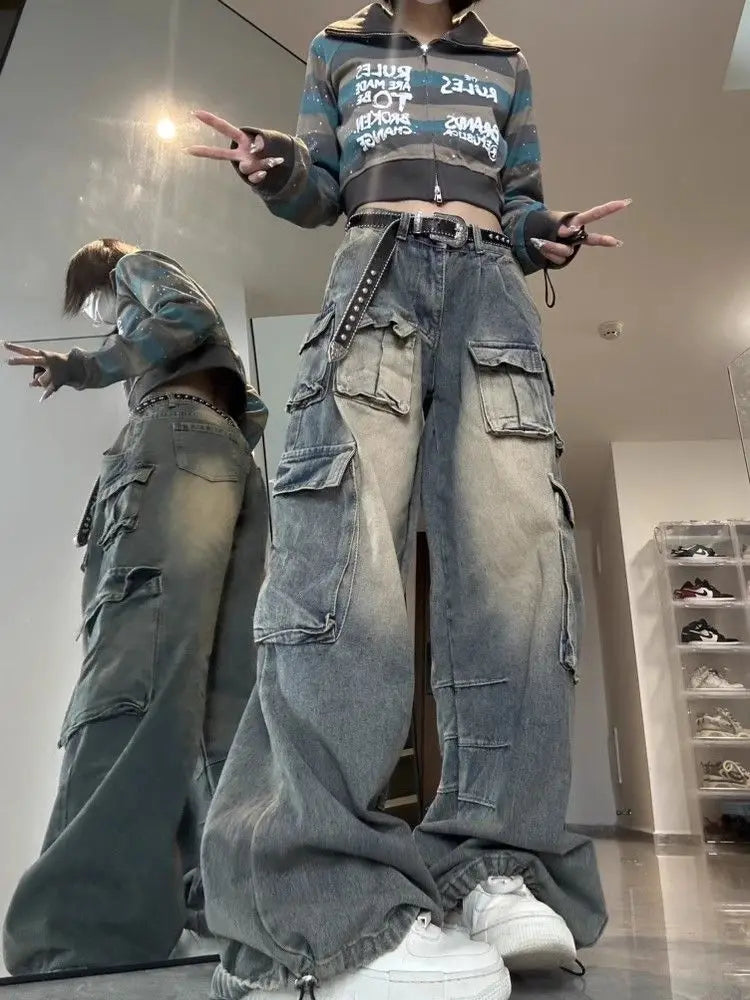 Grunge Distressed Baggy Tooling High Street Y2K Multy Pockets Denim Oversize Pant Main image