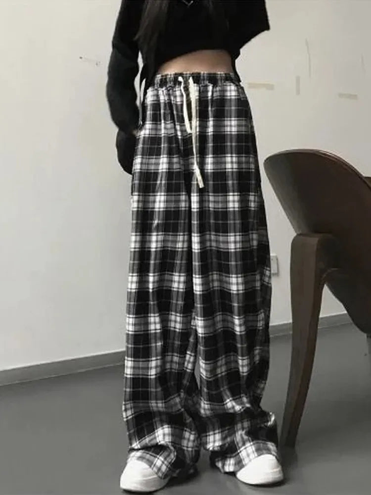 Oversize Plaid Women Korean Fashion Checked For Female Wide Leg Pant Main image