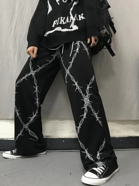 Grunge Oversize Harajuku Pattern Retro Joggers Baggy Pant