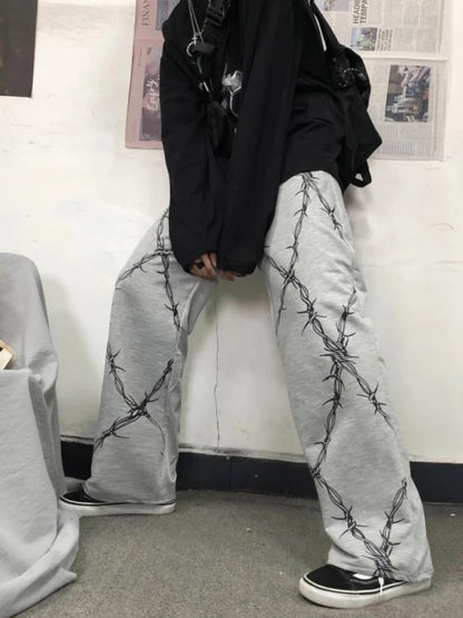 Grunge Oversize Harajuku Pattern Retro Joggers Baggy Pant