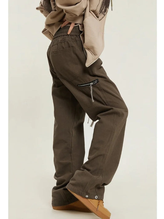 Vintage Brown Cargo Women Y2K Hippie 90s Streetwear Oversized Pant