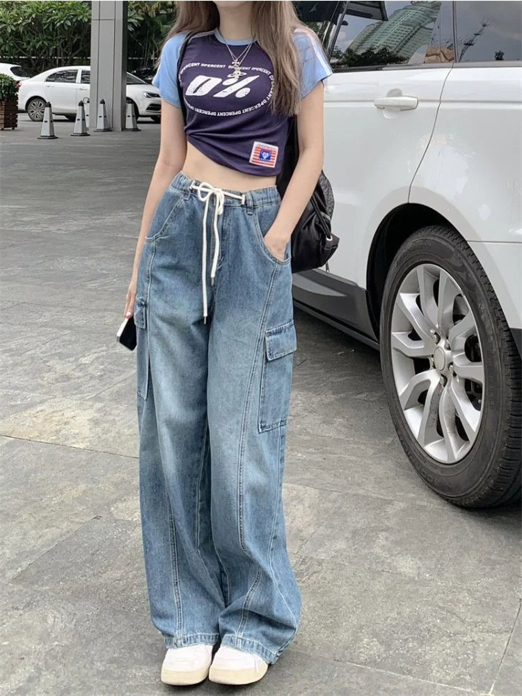 Harajuku Y2K Drawstring Baggy Streetwear Cargo Pockets Wide Leg Pant Main image